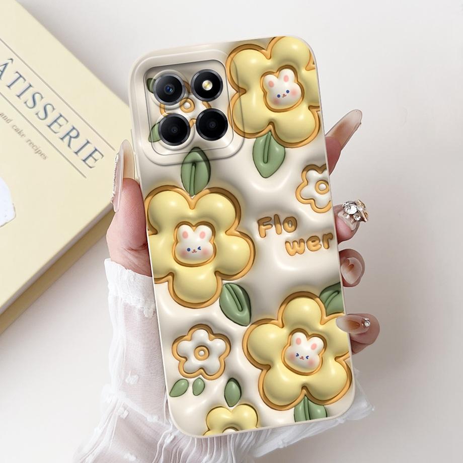 For Huawei Honor X8 4G 5G X8a X8b Phone Case Soft Liquid Silicone Bumper HonorX8 X 8 Anti-knock Cute Panda Astronaut Cover Capa