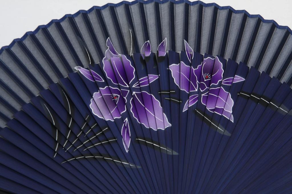 Faltfächer für mit Fächeretui und Präsentationsbox [Hasegawa] Damen im Kyoto-Stil, (Cattleya, Marine)