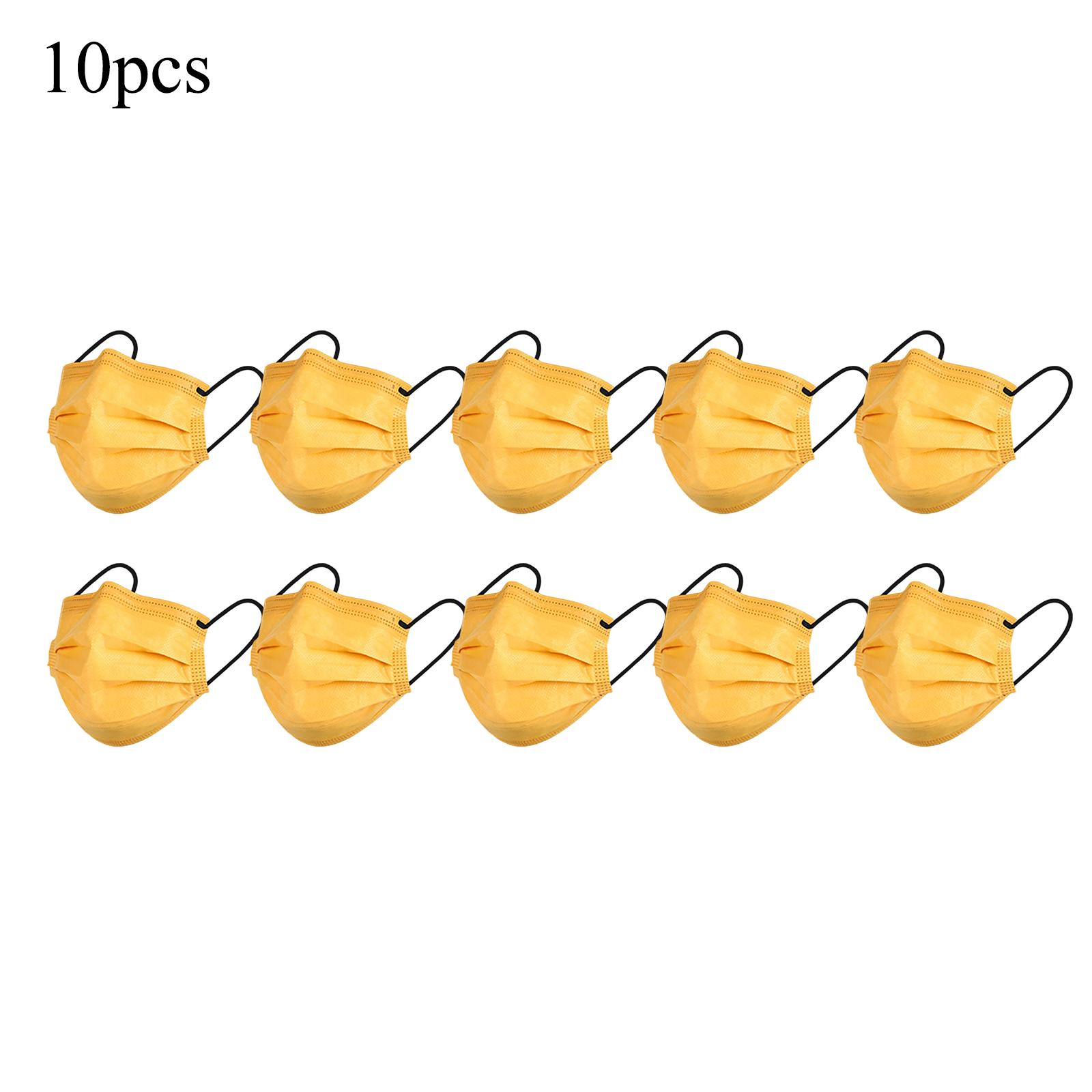 

Disposable 4 Layer Non Woven Fabric Face Masks 10pcs Pack with Ear Loops for Daily Use Breathable Protective Covering One Size жовтий