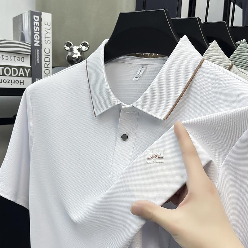 T-Shirt Summer Breathable Ice Short Sleeve Men s Polo Lapel Collar M