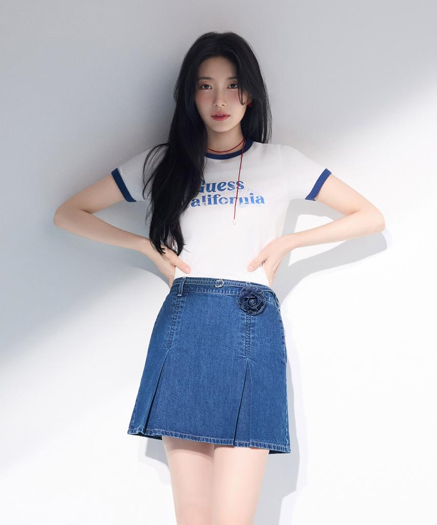 GUESS [Suzy] 2-Color Marine Graphic Ringer Short Sleeve T-Shirt Mq2K7436