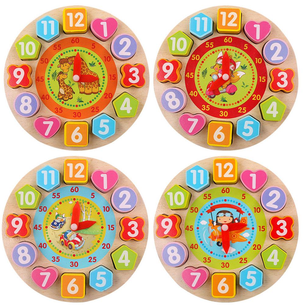 Wooden Puzzle Clock Toy Cognitive Digital Clock Wooden Watch Jigsaw Toys