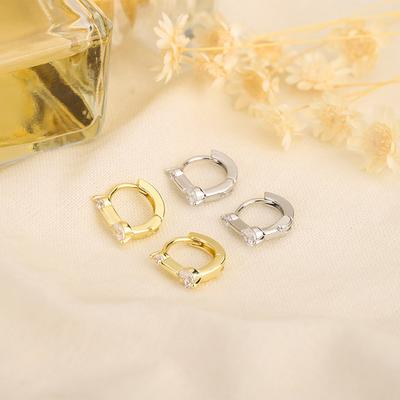 S925 Silver Minimalist Small Diamond Huggie Earrings Trendy Delicate Hypoallergenic Studs For Sensitive Ears