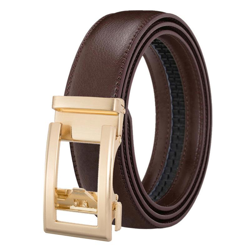 Men'S Leather Belt Gold Automatic Buckle Belt Business Youth Independent Station