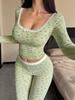 European-Inspired Lace Pajama Set: Floral, Sexy, Long Sleeve & Pants for Women