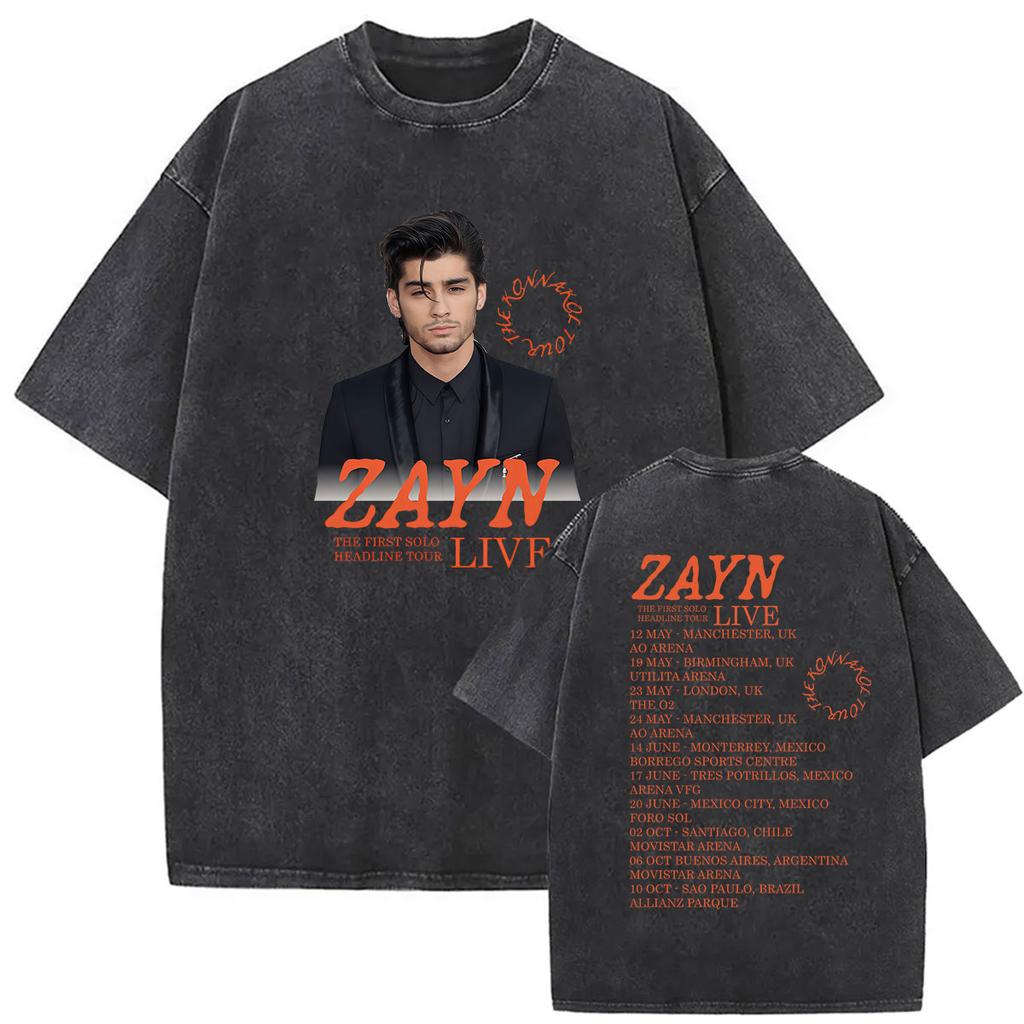Zayn Malik The KONNAKOL Tour 2026 Vintage Washed T Shirt Men Women Summer High Quality ONeck Tshirts Fashion Oversized Tshirt