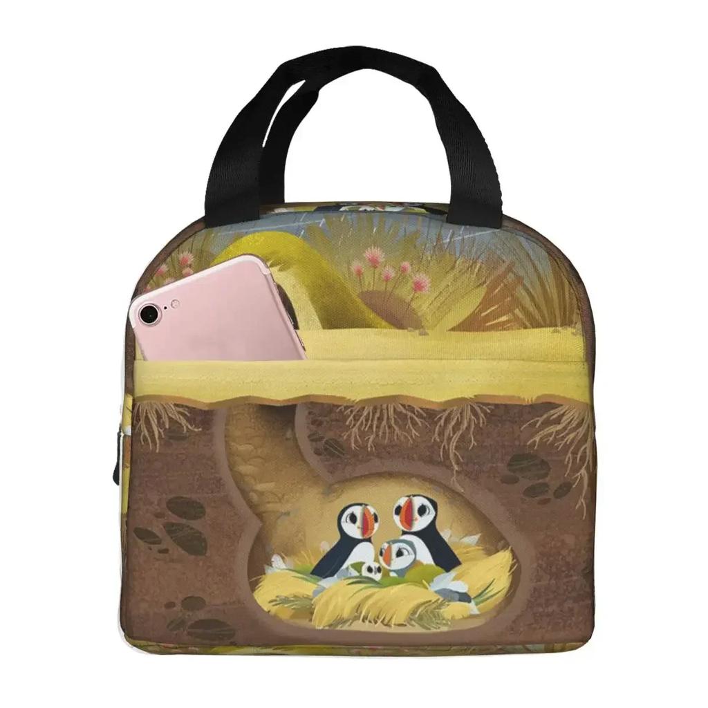 Puffin Rock und neue Freunde Isolierte Lunchtasche für Damen Kinder Tragbare Lebensmittelboxen Thermische Lunchbox Tragetasche