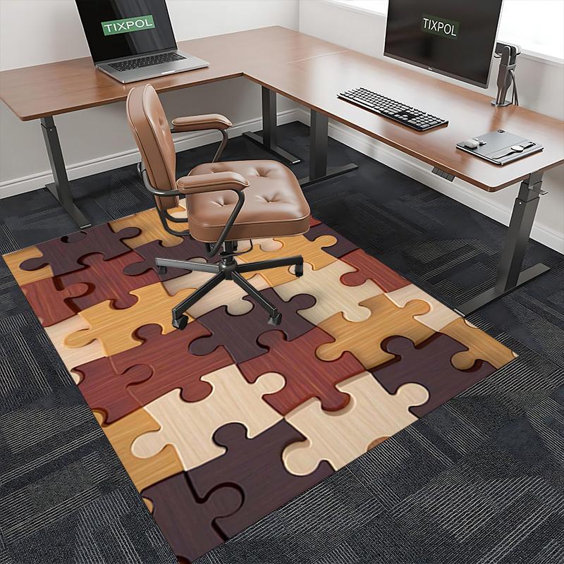 1pc Puzzle Piece Office Chair Mat - Wooden Jigsaw Puzzle Design, Non-Slip Carpet for Desk, Festive Gift, Universal for Home and Office Decorations.P07
