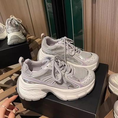 Daddy Shoes Girl's New Fried Street Thick-soled Retro Breathable Mesh Lightweight Casual Sports Shoes