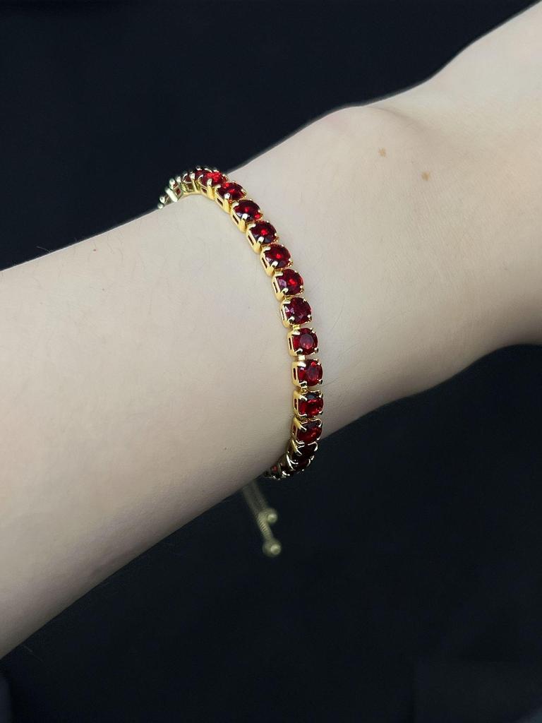 Elegant Women’s Colored Zircon Gold-Plated Tennis Bracelet