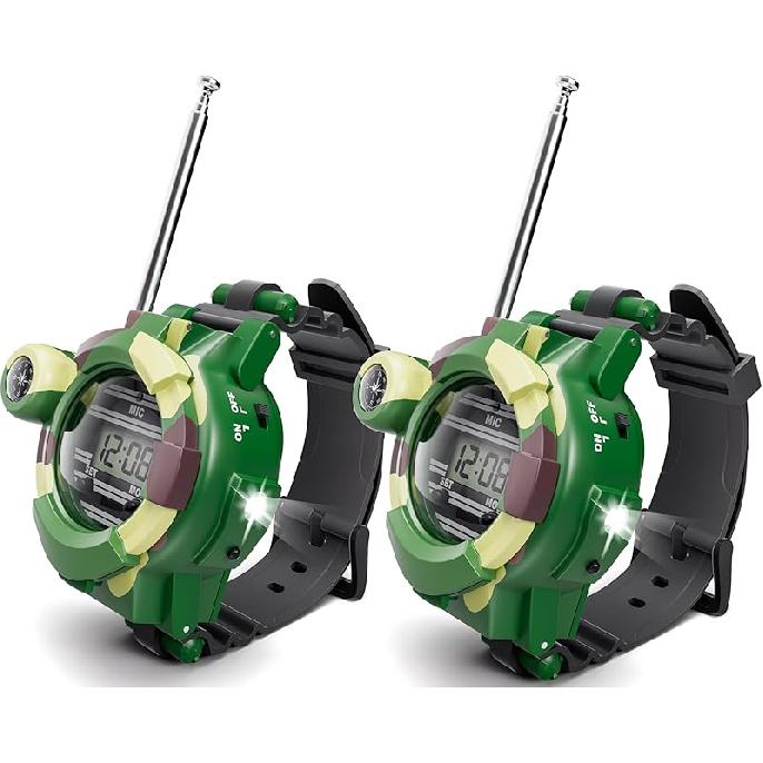 Часы-рации, Шпионские часы Армейские игрушки для детей 8-12 лет, Цифровые часы 7-в-1 Рации с фонариком, Крутые шпионские гаджеты для мальчиков и девочек