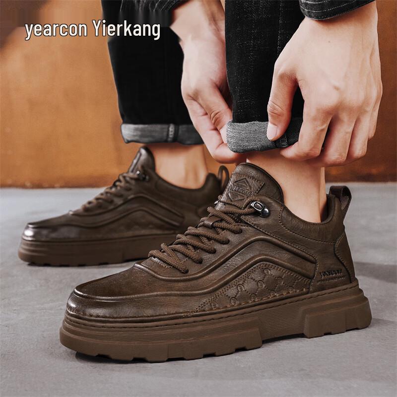 Ekon Men s 2025 A/W Mid-Top Height-Increasing Casual Shoes 42