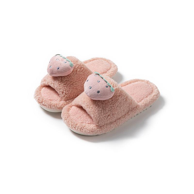 

Контрастные хлопковые тапочки с фруктами Зимние европейские и американские домашние теплые тапочки с меньшим плюшем 40-41