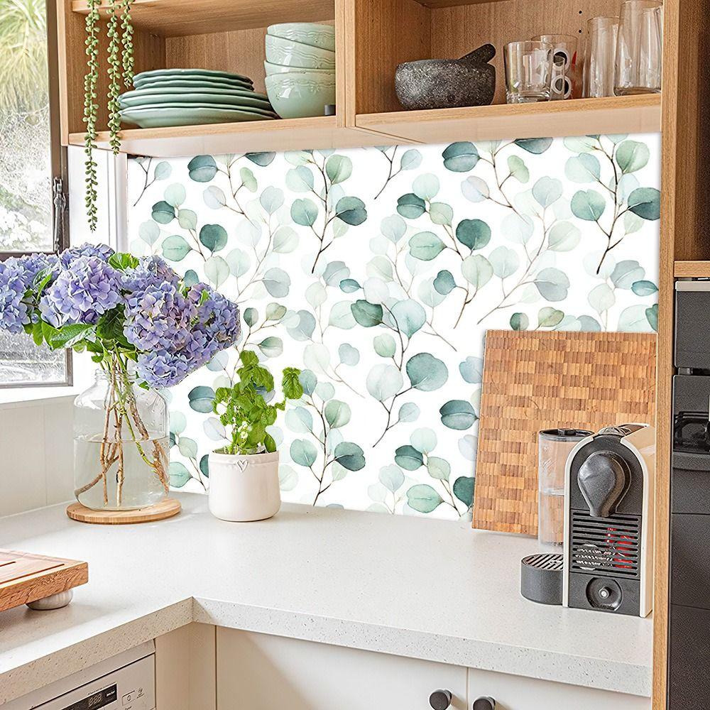 Seamless Stick Wallpaper Eucalyptus Leaf Wall Sticker Self Adhesive Wallpaper Home Decor
