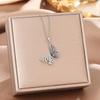 Women's Silver Titanium Steel Necklace with Micro-Inlaid Zircon - Elegant, Durable Clavicle Chain Jewelry