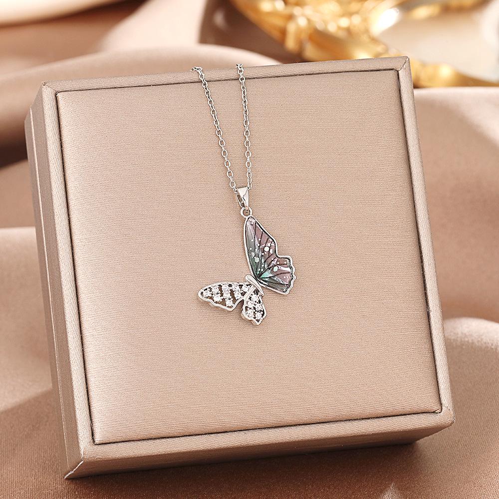 Women's Silver Titanium Steel Necklace with Micro-Inlaid Zircon - Elegant, Durable Clavicle Chain Jewelry