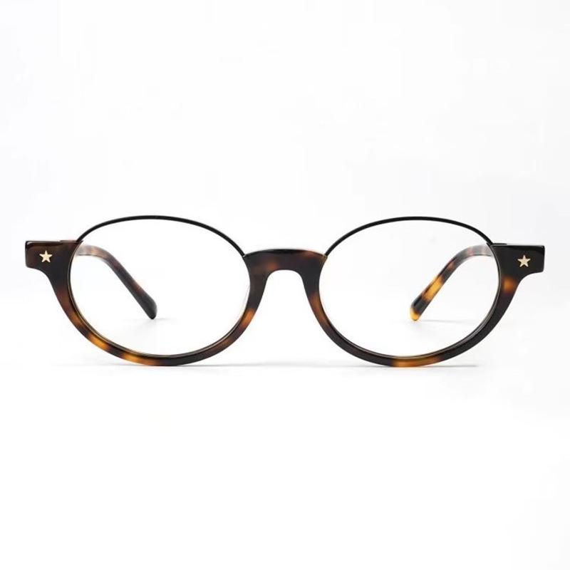 French Luxury Round Frame Anti-Blue Light Fashion Retro Half-Rim Reading Glasses
