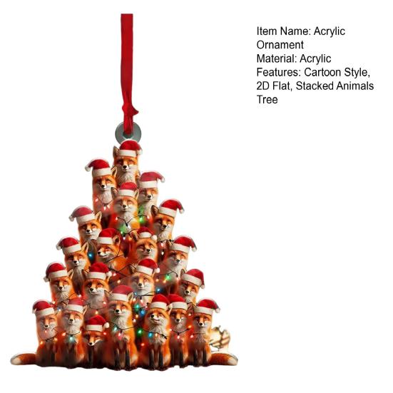 Tierischer Weihnachtsbaum-Anhänger, Acryl, gestapelte Tiere, Baumschmuck, Cartoon-Tiere, Dekoration für die Feiertage, Dekoration, Geschenk