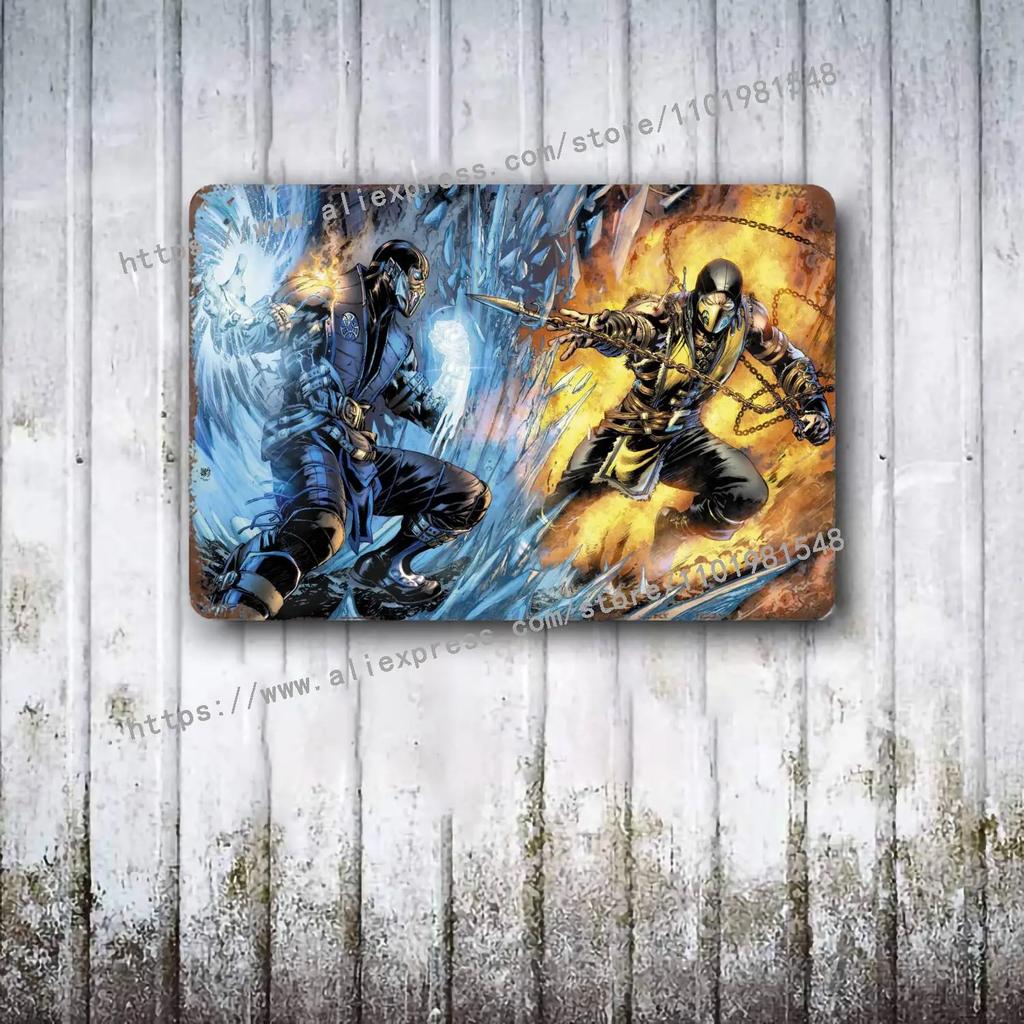 Mortal Kombat Iconic HD Plakat Plakat Vintage Tin Sign Metal Sign Dekoracyjna tabliczka do Pub Bar Man Cave Club Dekoracja ścienna