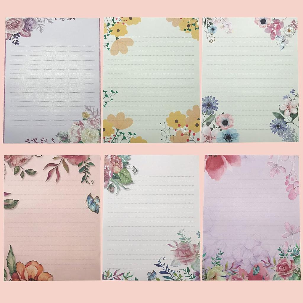 SCStyle Stationary Paper and Envelopes Set Contain 48Sheets Writing Paper 5.9X7.7Inch+24 Pcs A6 Cute Envelopes 4x6Inch with Water-Based