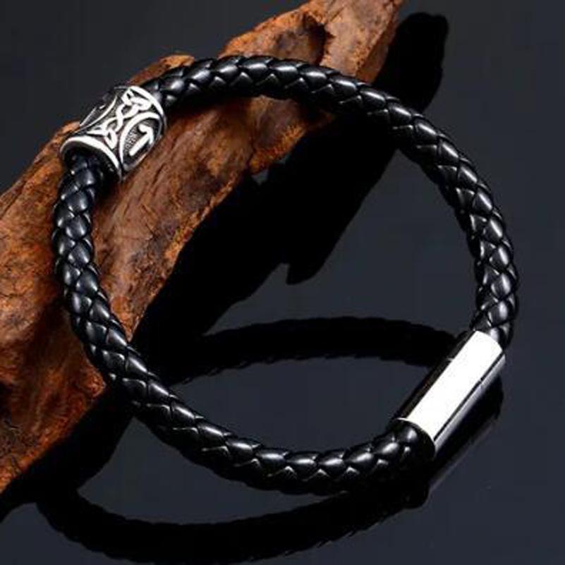 

Viking Style Beard Bead Titanium Steel Bracelet With Rune Symbol Men s Personality Accessory 18cm