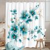 1pc Polyester shower curtain  Blue and teal watercolor floral pattern  With hooks  Machine washable  Stylish bathroom decor
