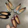 Sheepskin Version~ High-grade Rhinestone Fireworks Shallow Mouth Single Shoes Women's 2025 New Skirt Round Head Flat-soled Ballet Shoes