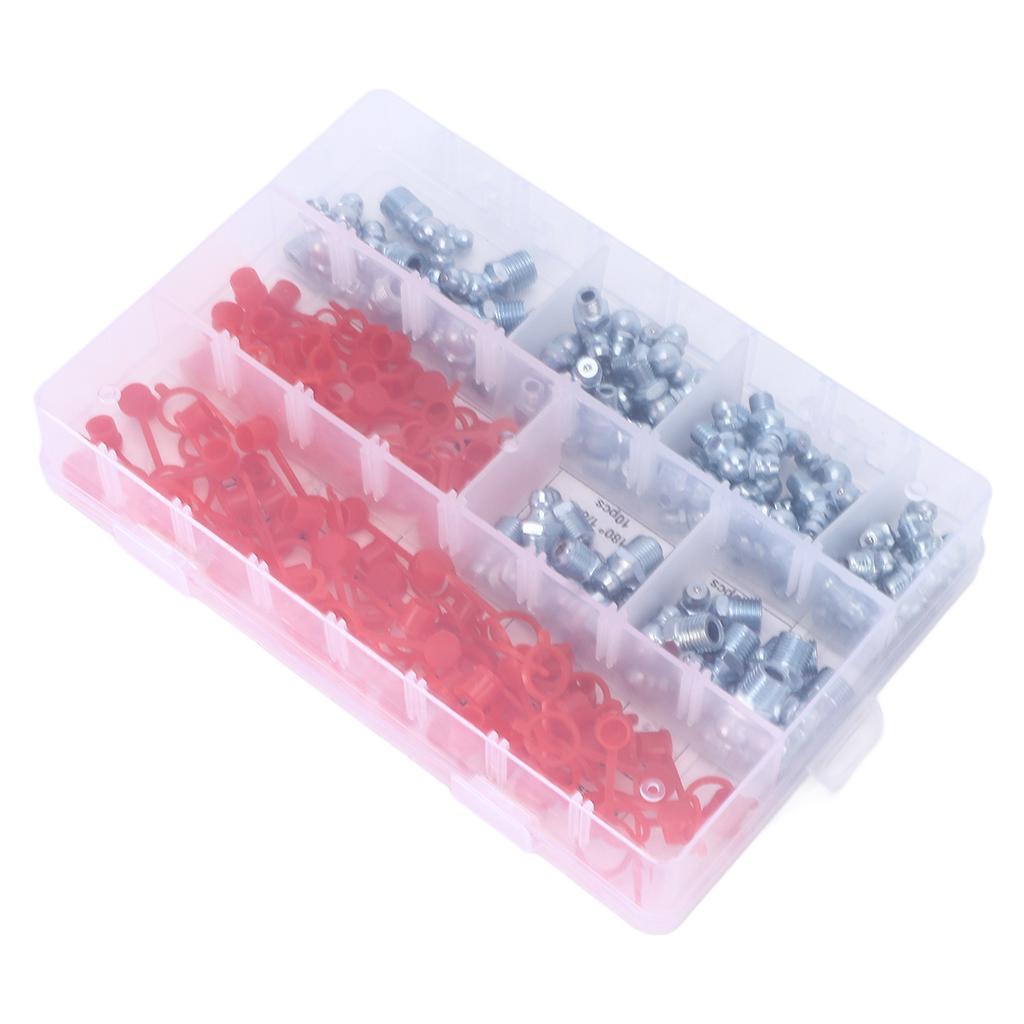 160PCS Hydraulic Grease Fitting 6 Sizes Hex Straight Elbow Type for Cars Motorcycles Trucks Farms