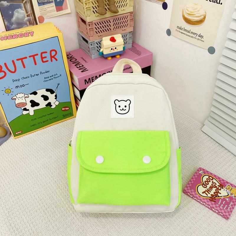 Kindergarten Primary School Students Schoolbag Fashionable Contrasting Colors Cute Baby Bear Backpack Children'S Bag