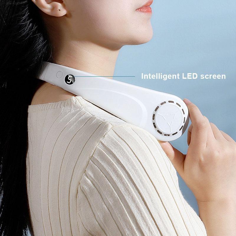 5 Speeds Portable Silent Neck Fan Bladeless Cooling Fan Headphone Design Personal Fan Adjustable Neck Fan for Travel Desk Bedroom