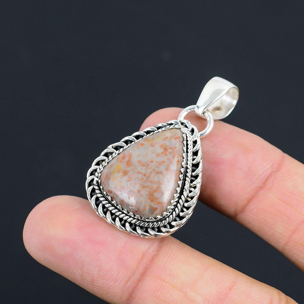 Pear Sunflower Blister Stone 925 Sterling Silver Handcrafted Sister New Pendant