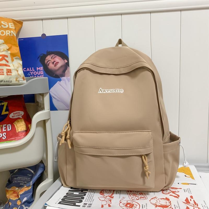 Schoolbag Junior Senior High School Student Solid Color Backpack Women's Backpack