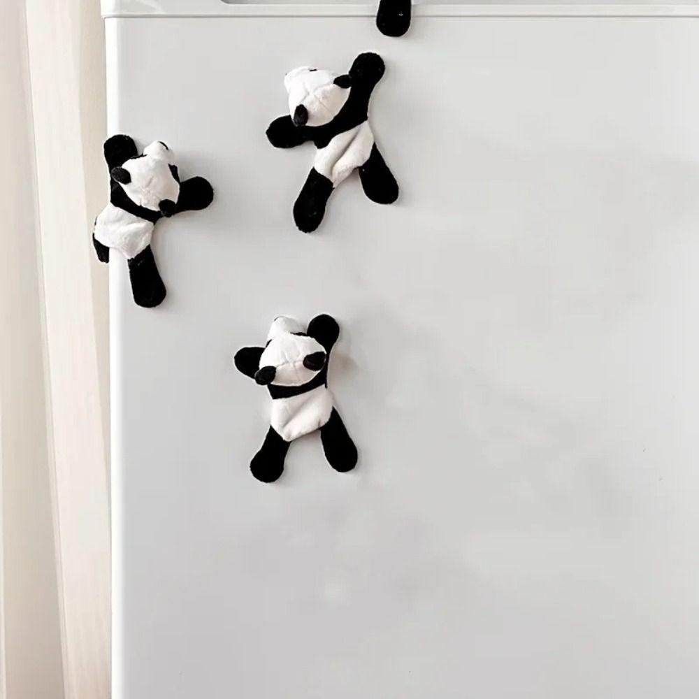 Stuffed Panda Plush Toy Cartoon Refrigerator Decor Soft Plush Panda Refrigerator Magnet