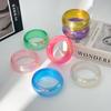 Fashion Laser Colorful Resin Wide Bracelet, Exaggerated Geometric Round Glossy Pearlescent Bracelet