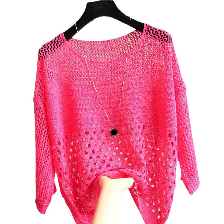 2026 Summer Women's Slim Hollow Knit Pullover - Lightweight Sun Protection Top