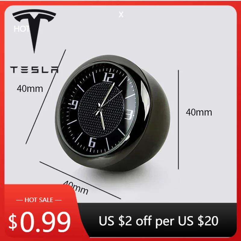 

Car Sticker Tesla Luminous Car Quartz Ornament Clock for Tesla Badge Roadster Cybertuck Model 3 ModelS ModelX ModelY Dashboard W