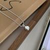 Sterling Silver S925 Minimalist Bean Necklace - Geometric Versatile Clavicle Chain for Women