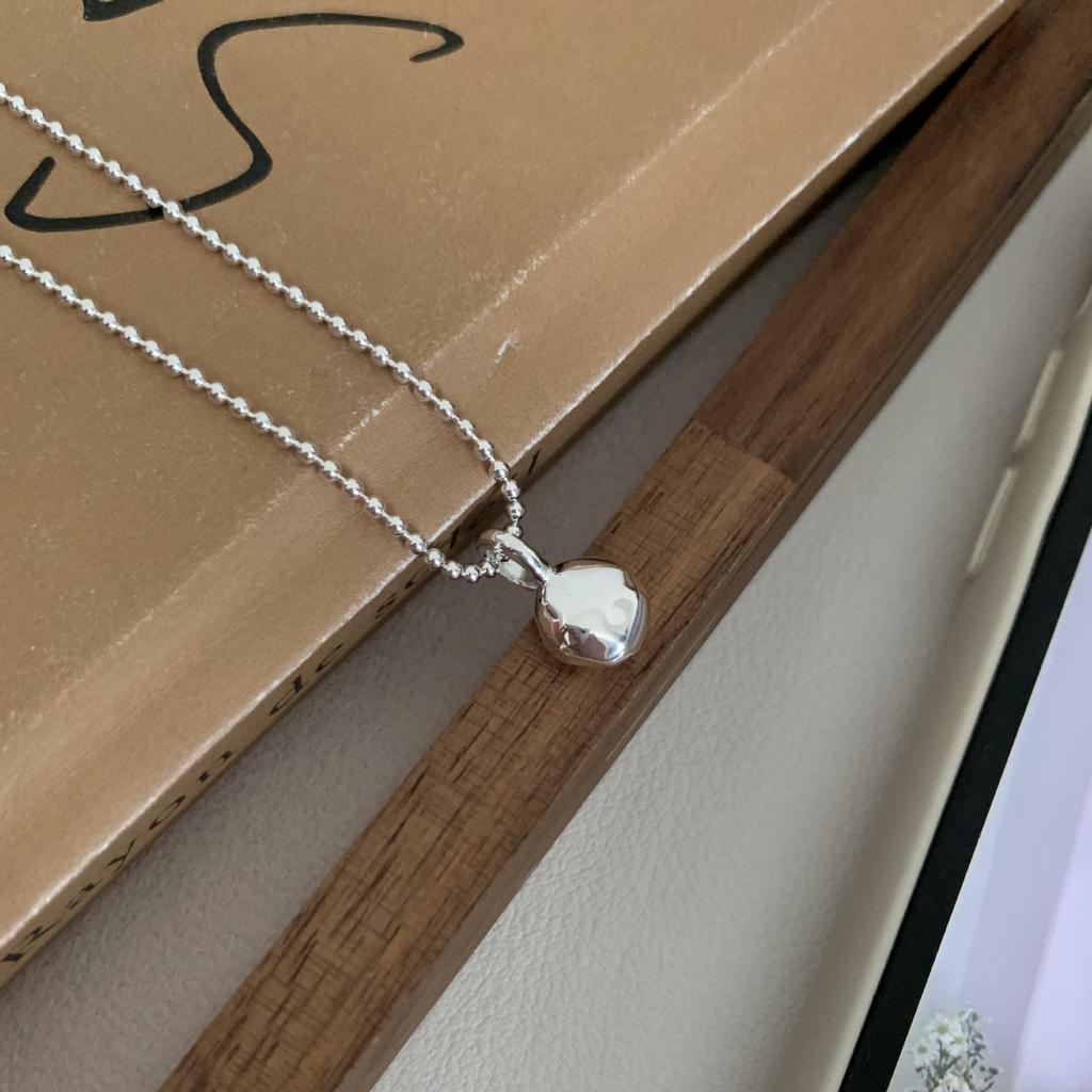 Sterling Silver S925 Minimalist Bean Necklace - Geometric Versatile Clavicle Chain for Women