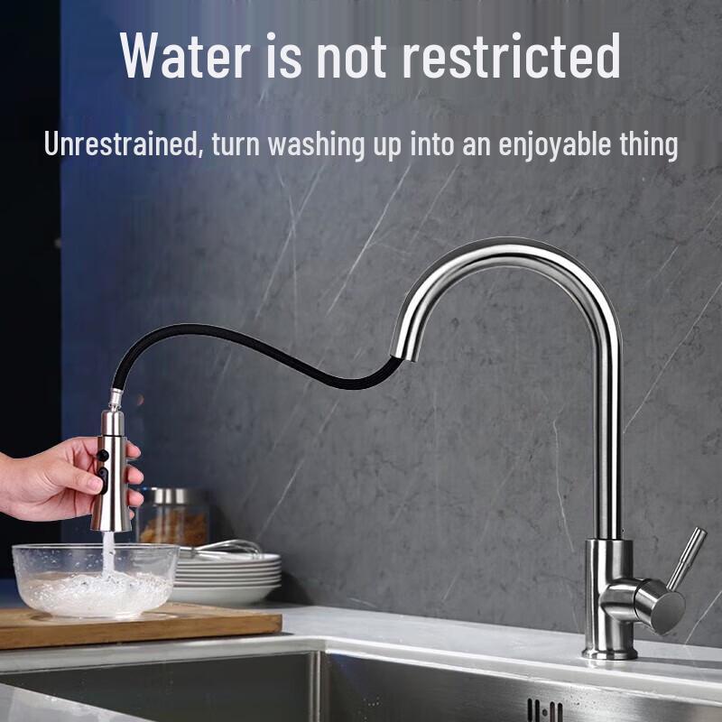 Submarine L3073 Stainless Steel Single-Handle Pull-Out Kitchen Faucet