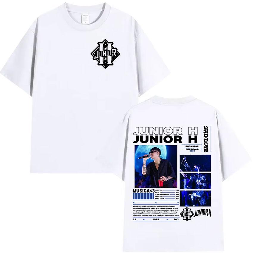 Rapper Junior H Sad Boyz Tour 2025 Album Merch TShirt Men Hip Hop Gothic Punk T Shirt Fans Gift Oversized Short Sleeve T Shirts