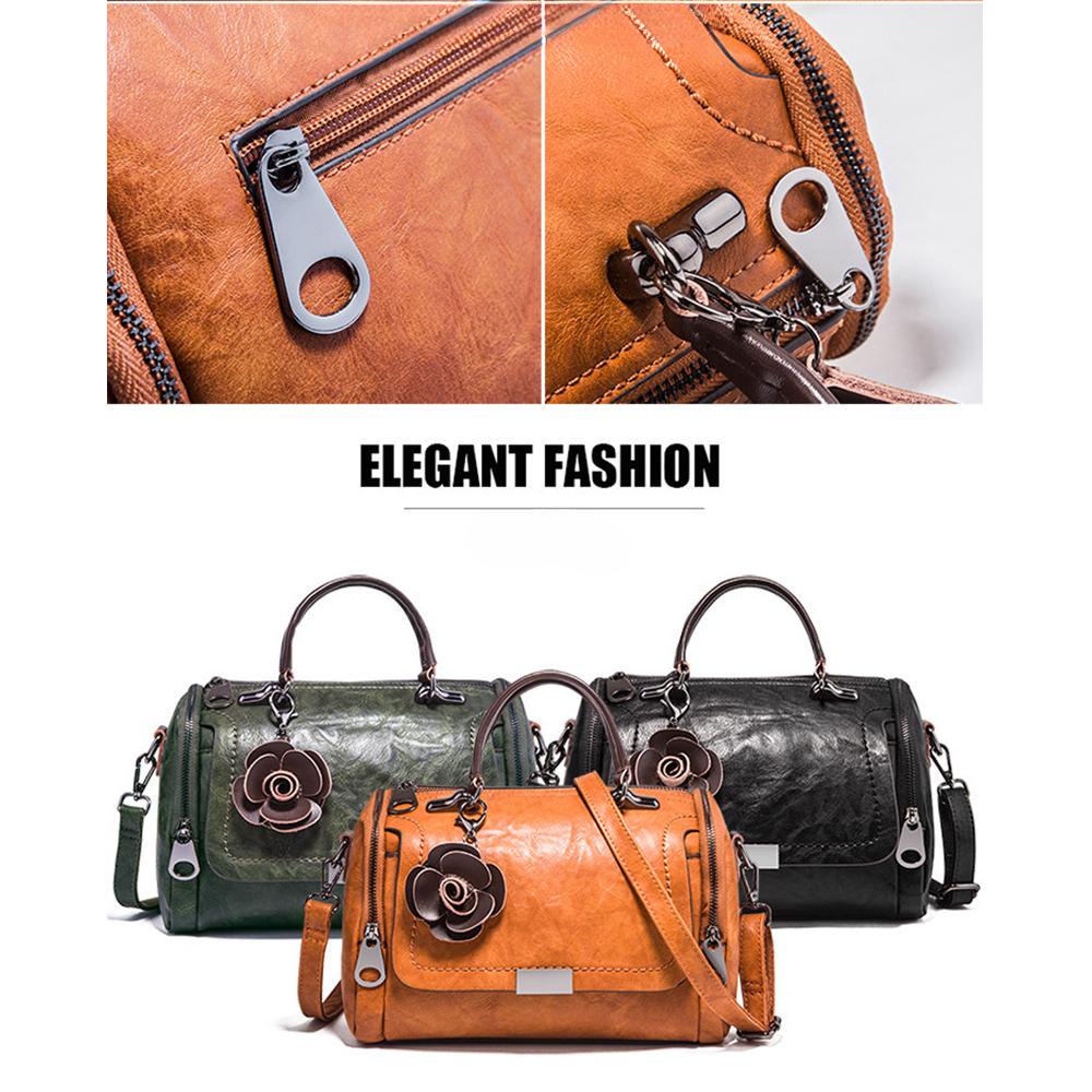 Women's Messenger Bag All-match Boston Bag Soft Leather Women's Bag Fashion Flower Handbag Bag