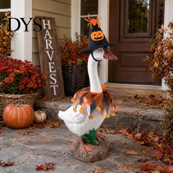 Lawn Decoration Goose Outfit 1 Set Halloween Outfit, Festive Clothes with Pumpkin Spider Pointed 23-inch Costume Hat, Porch for 23 Inch Statue Outdoor