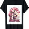 Cute Kawaii Ninja Standing In Cherry Blossom Tree Garden T-Shirt