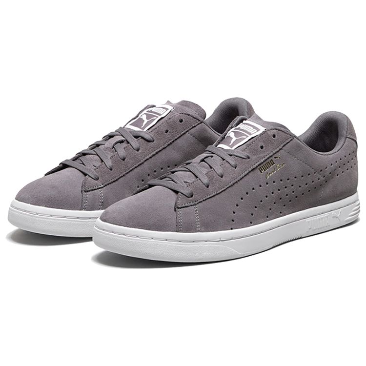 Puma Baskets basses Court Star en daim et cuir synthétique Baskets unisexes Gris Blanc 364621-02
