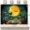 Party Backdrop Halloween Moon Spooky Enchanting Witch Full Jack Lanterns Scene Celebration Photo Booth Party Decor