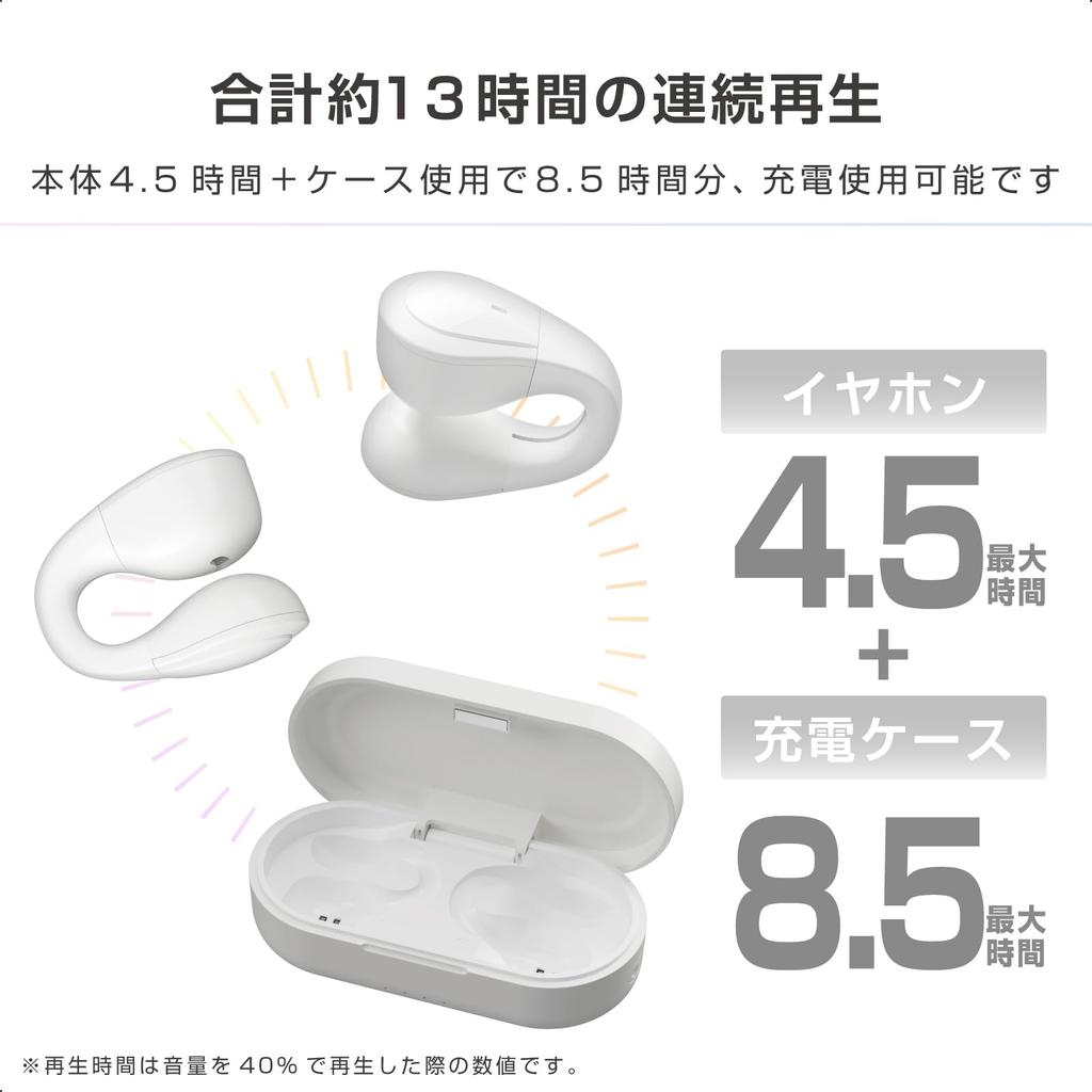 Kashimura Open-Ear Wireless Earphones Ear Cuff Style Ambient Sound AAC Call Support BL-140 White