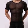 Men's Slim Fit Sexy Mesh Sheer Short Sleeve Gym Tops Chic And Stylish T-shirt