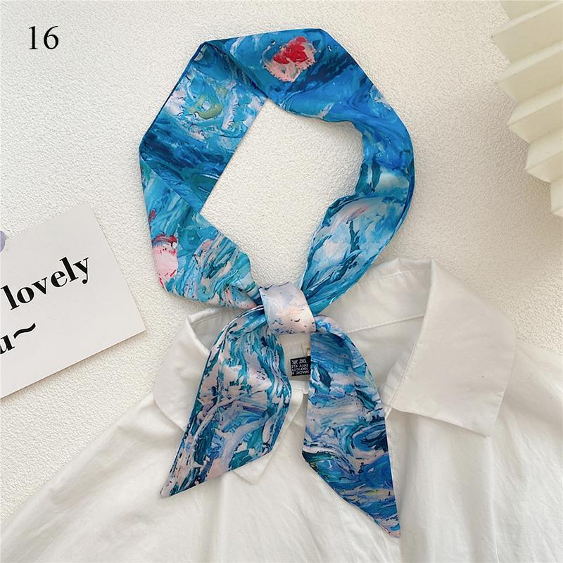 Eșarfă Lungă cu Imprimeu cu 26 de Litere, Bandă Subțire pentru Cap, Eșarfe de Gât, Bandă pentru Mâner de Geantă, Bandană, Elastic de Păr, Eșarfă de Gât, Eșarfe Mici de Mătase