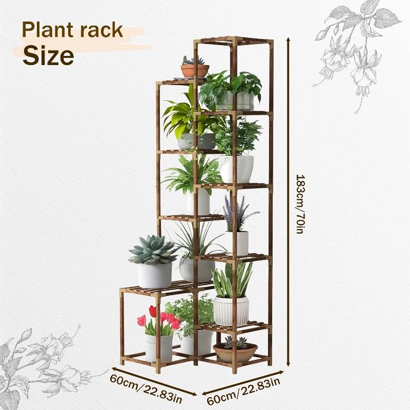 INS Antiseptic Wood Plant Stand: Movable Flower & Succulent Rack for Indoor/Outdoor Use