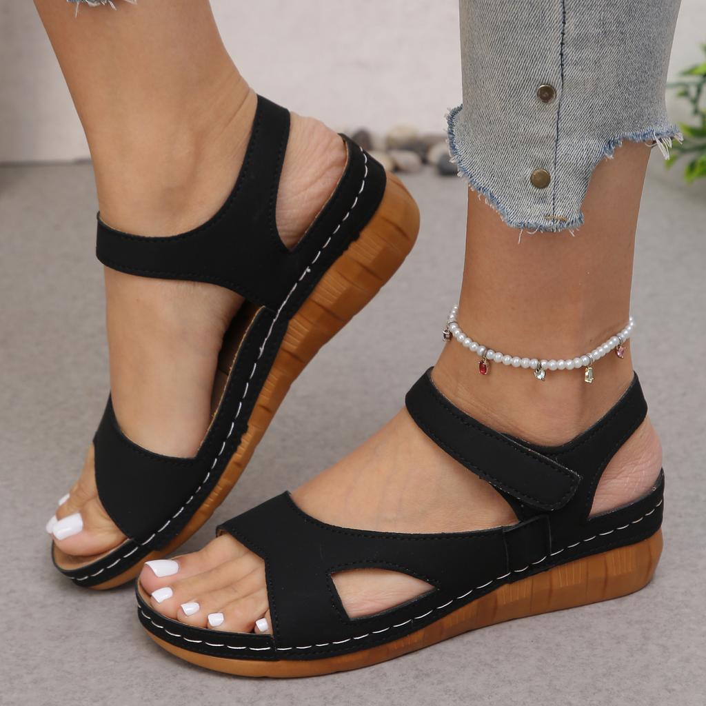 Buckle Ankle Strap Sandals for Women Summer Platform Wedge Sandals Comfortable Non-Slip Walking Sandals Beach Shoes Women's Open Toe Dressy Shoes